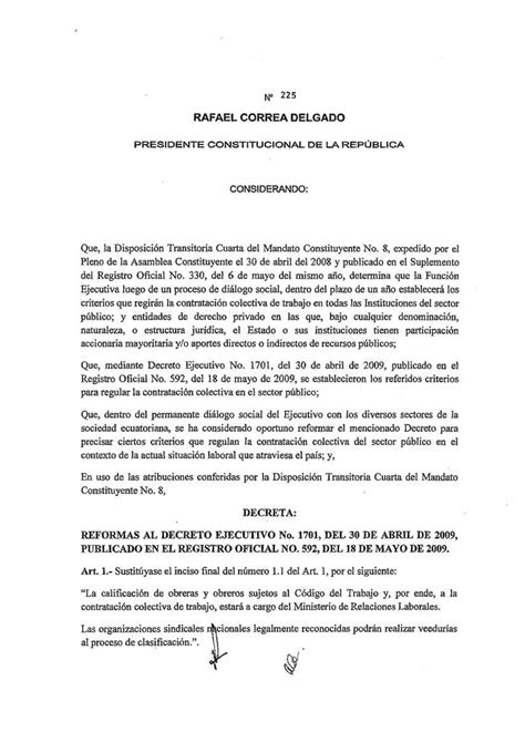 decreto ejecutivo 225 ecuador