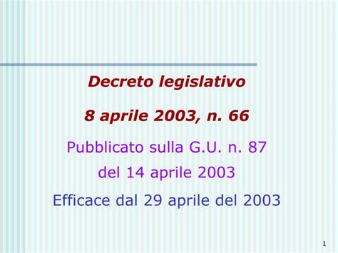 decreto legislativo 66/2003 aggiornato