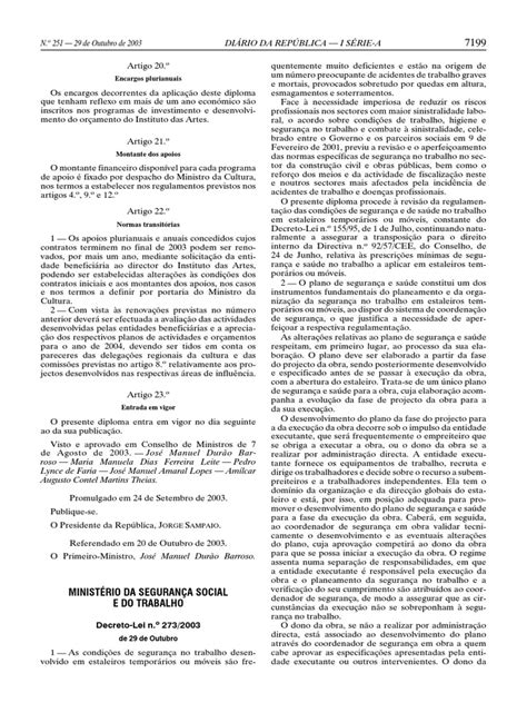 decreto lei no 273/2003