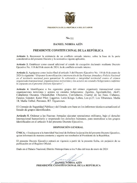 decreto presidencial 111 2024