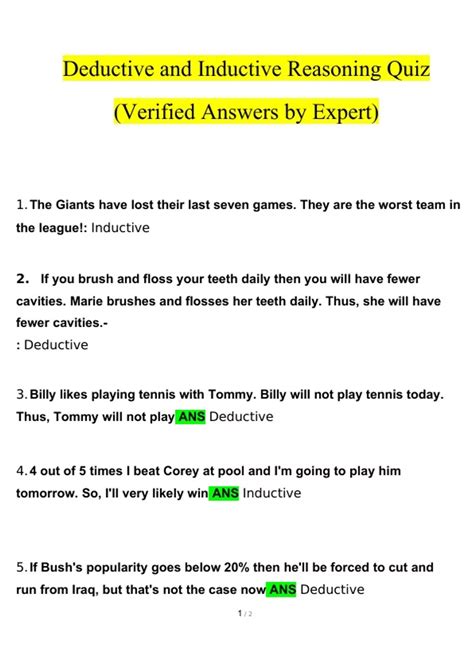 deductive reasoning and inductive reasoning quiz