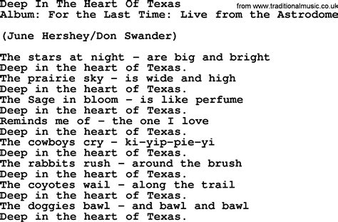 deep in the heart of texas lyrics song