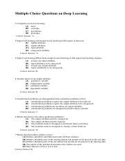deep learning mcq questions and answers pdf