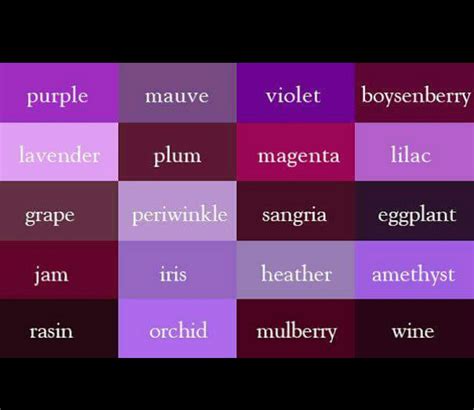 deep purple colour names
