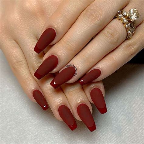 Deep Red Matte Nails