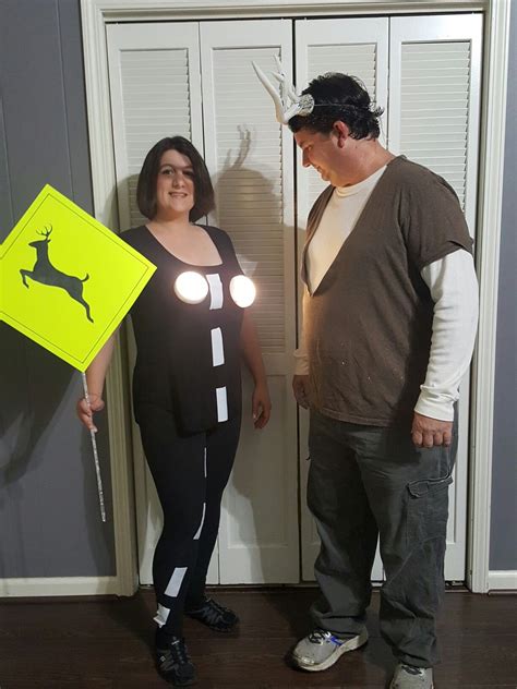 DIY funny couples costumes. A Deer in Headlights Costume sofun! 