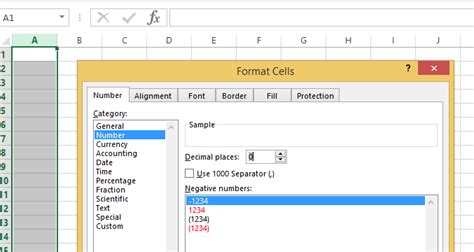 default number format in excel