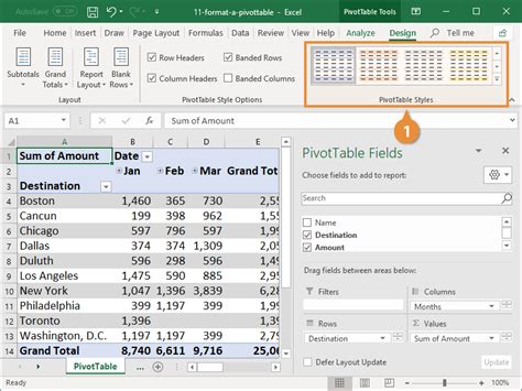default number format in pivot table