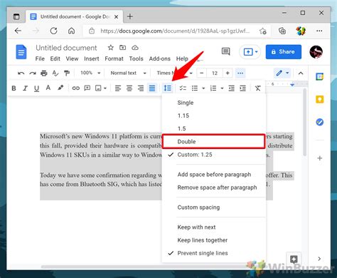 default spacing in google docs
