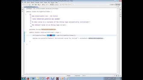 default value of string in java