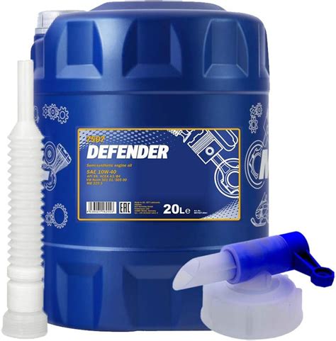 20 Liter, MANNOL DEFENDER 10W40 MOTORÖL + HAHN + SCHLAUCH Amazon.de