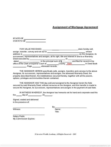Assignment Form Mortgage Fill Online, Printable, Fillable, Blank