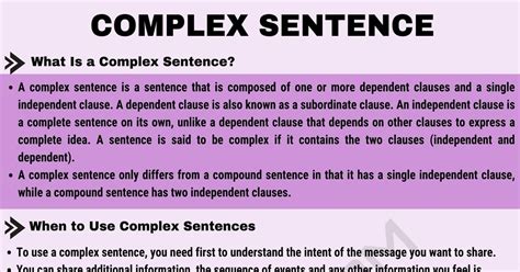 define complex sentences with example