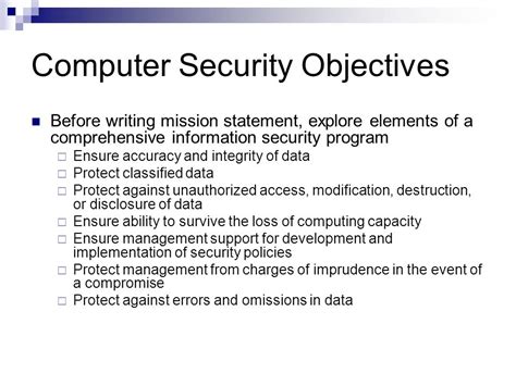 define computer security what are the objectives of computer security
