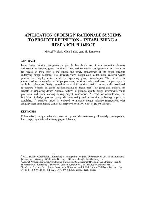 Define Design Rationale