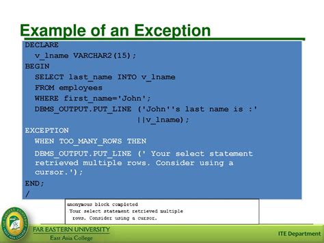 define exception handling in dbms