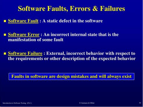 define faults in software testing