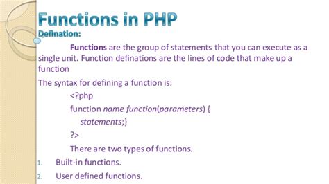 define function in php with example