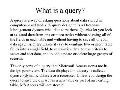 define query in computer class 10