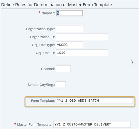 define rules for determination of master form template