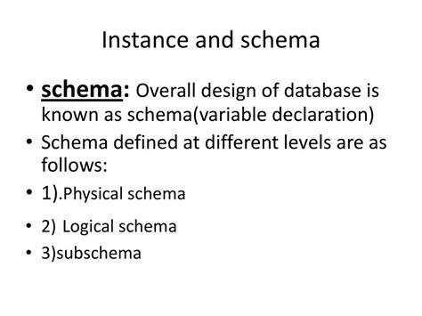 define schema subschema and instance