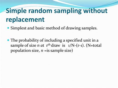 define simple random sampling with replacement and without replacement