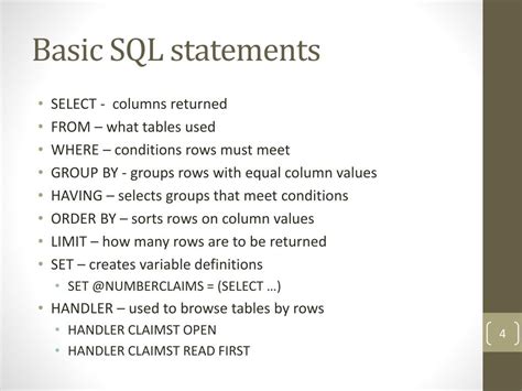 define statement in sql