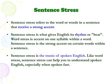 define stress in english language with examples