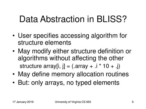 define the data abstraction and algorithm