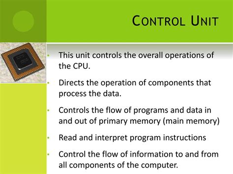 define the function of control unit in cpu