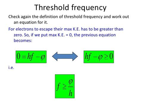 Define Threshold Frequency And Work Function
