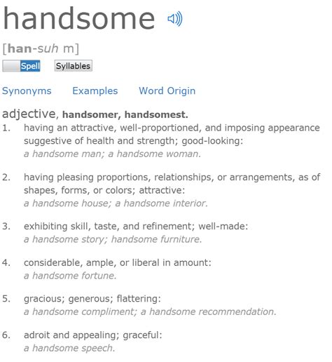 Definition Dictionary Handsome