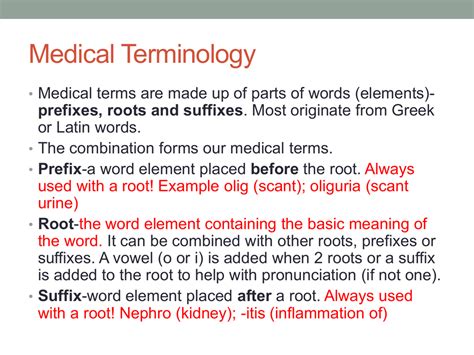 definition medical terminology examples