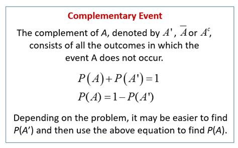 definition of complementary event in probability