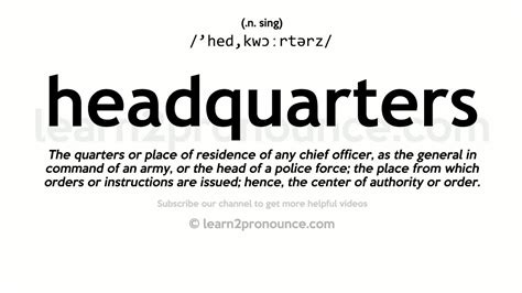 Definition Of Headquarters Synonym