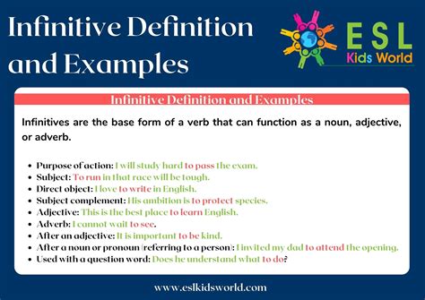 definition of infinitive with examples