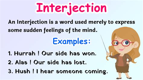 definition of interjection with example in english
