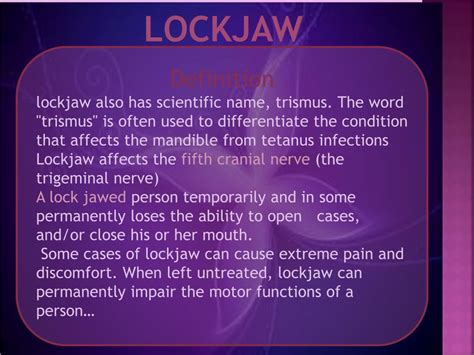 Definition Of Lockjaw