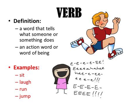 definition of verb with example for class 4
