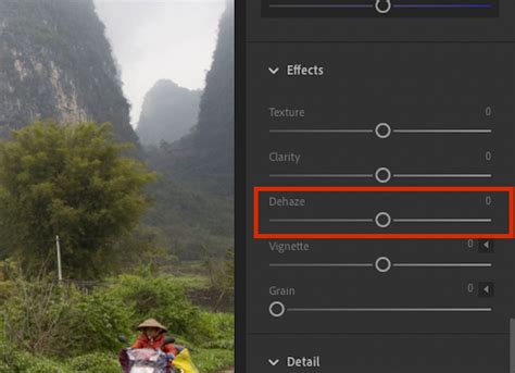 Dehaze tool in Lightroom