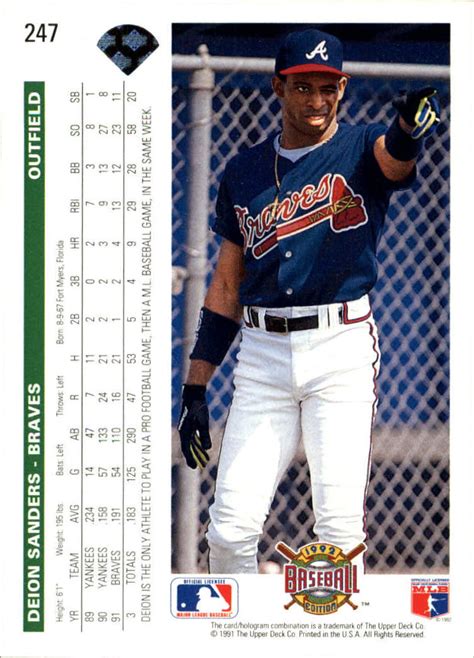deion sanders upper deck 1992