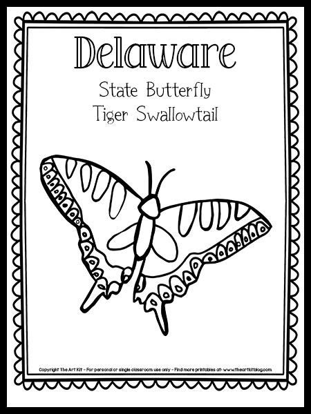 delaware's butterfly coloring page