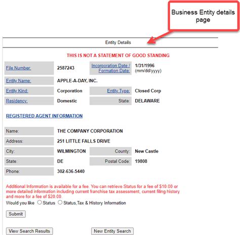 delaware company register search