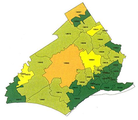 Delaware County Pa Zip Codes Map