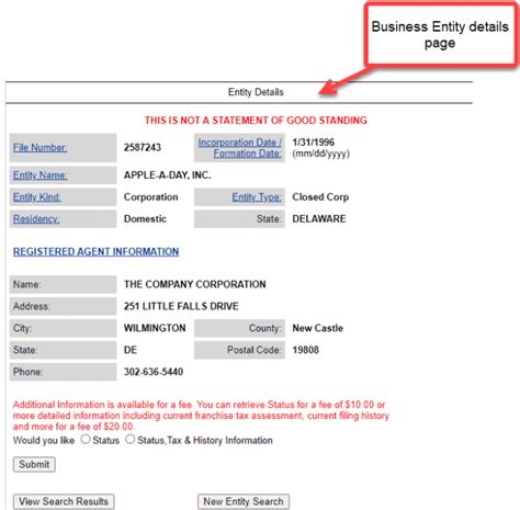 delaware incorporation search