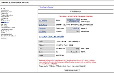 delaware secretary of state company search