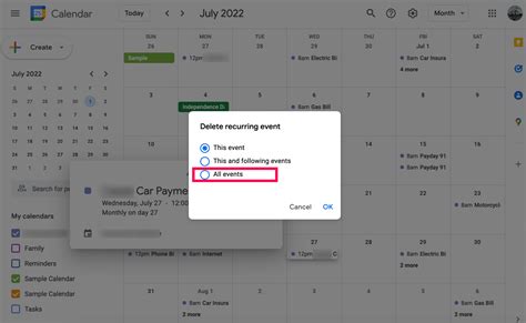 Delete All Events Calendar Android