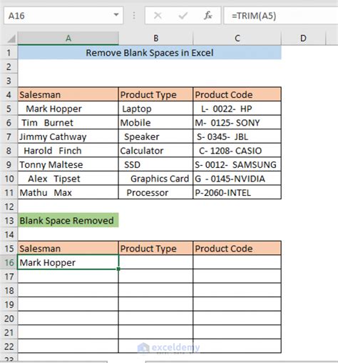 Delete Blank Spaces In Excel Column