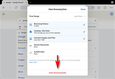 delete browsing data chrome iphone
