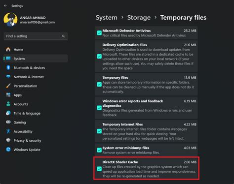 delete directx shader cache from temporary files option